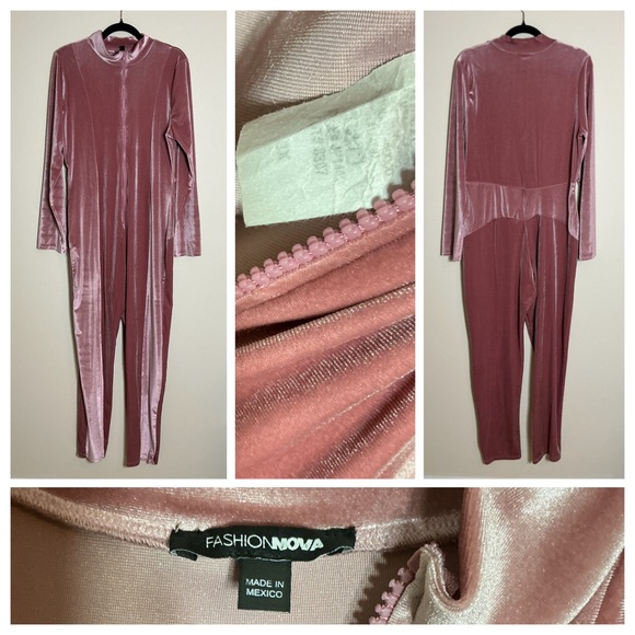 Fashion Nova Pants - Fashion Nova Mauve Velvet Bodysuit